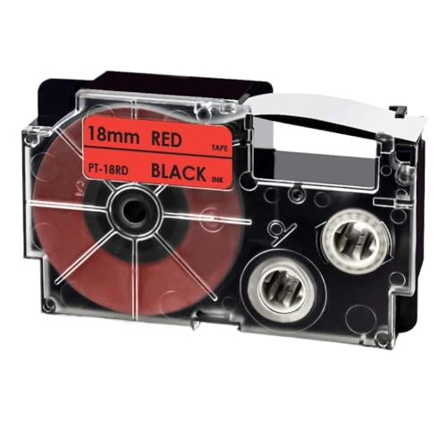 Kompatible Etikettenklebeband XR-18ard Weiß auf Rot Kompatibel mit Drucker 18mm x 8m Arbeiten mit KL 120 750 170 130 200e 300 Modelle(Black on Red) von VMHPMLGV
