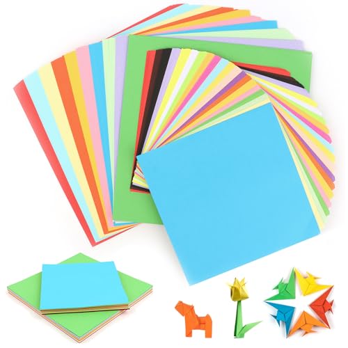 VMUTGA 200 Blatt Origami Papier, 20 Farben Bastelpapier Doppelseitig Buntes Papier 20*20cm und 15*15cm Faltpapier Set Quadratisch Tonpapier Origami-Papier für Kinder DIY Kunst Basteln Bastelprojekte von VMUTGA