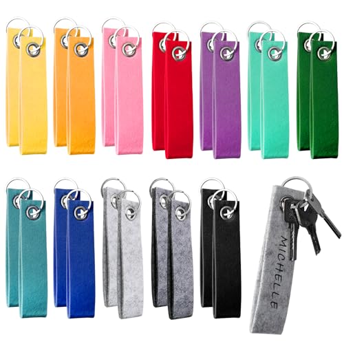 VMUTGA 24 Stück Schlüsselanhänger Filz, Bunter Filz Schlüsselanhänger Rohling mit Edelstahl Ring Blanko Filzanhänger Beschriftbar Schlüsselring für DIY Handwerk Dekoration Taschen Basteln (13 * 3cm) VMUTGA 24 Stück Schlüsselanhänger Filz, Bunter Filz Schlüsselanhänger Rohling mit Edelstahl Ring Blanko Filzanhänger Beschriftbar Schlüsselring für DIY Handwerk Dekoration Taschen Basteln (13 * 3cm) von VMUTGA