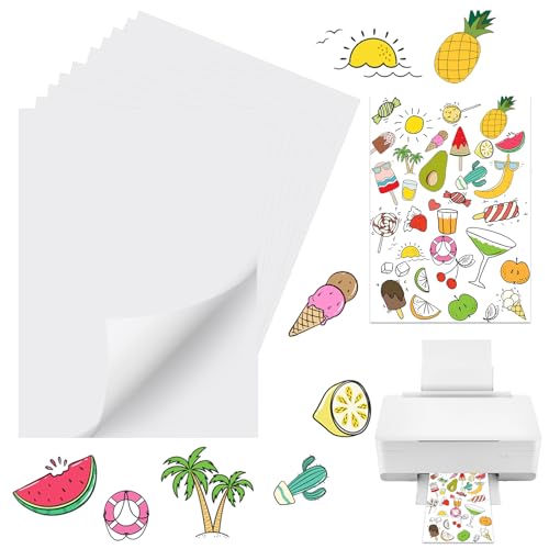 VMUTGA 30 Blatt Stickerpapier zum Bedrucken, Weiß Vinylfolie Sticker Papier A4 Selbstklebend Folie Druckpapier Aufkleberfolie Bedruckbar Vinyl Aufkleber Papier für Tintenstrahldrucker Laserdrucker VMUTGA 30 Blatt Stickerpapier zum Bedrucken, Weiß Vinylfolie Sticker Papier A4 Selbstklebend Folie Druckpapier Aufkleberfolie Bedruckbar Vinyl Aufkleber Papier für Tintenstrahldrucker Laserdrucker von VMUTGA