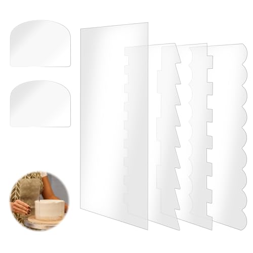 VMUTGA 6 Stück Acryl Kuchenschaber, Professionell Tortenschaber, Tortenglätter Cake, Gestreifte Seite Cake Scraper, für Backen Werkzeuge Küche Backen DIY VMUTGA 6 Stück Acryl Kuchenschaber, Professionell Tortenschaber, Tortenglätter Cake, Gestreifte Seite Cake Scraper, für Backen Werkzeuge Küche Backen DIY von VMUTGA