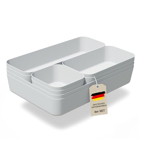 VMbathrooms Schubladen Organizer Set für jeden Bedarf | Praktische Schreibtisch Sortierboxen | Schubladentrenner – Ihr idealer Ordnungshelfer im Alltag für Büro & Haushalt (Hellgrau) von VMbathrooms