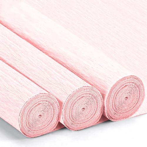 3 Rolls Krepppapier 43x250cm, Krepppapier Rollen, für DIY Blumen Kunsthandwerk, Geburtstagsfeier, Hochzeit, Festival Ornament (Blassrosa) von VNAKER