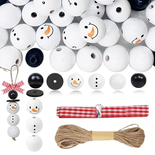 10 Sets Schneemann-Holzperlen, Weihnachtsperlen, lächelnder Schneemänner, Baum, DIY, Handwerk, Ornament, Holz-Schneemann, runde Perlen mit Hanfseil, zum Zusammenbauen, Basteln, Anhänger, Dekorationen 10 Sets Schneemann-Holzperlen, Weihnachtsperlen, lächelnder Schneemänner, Baum, DIY, Handwerk, Ornament, Holz-Schneemann, runde Perlen mit Hanfseil, zum Zusammenbauen, Basteln, Anhänger, Dekorationen von VNDKGN