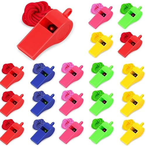 Kunststoffpfeifen mit Umhängeband, für Kinder, Schiedsrichter, Fußball-Ref. Sportpfeifen mit Schlüsselbändern, laut, stabiler Tragekomfort, einfache Verwendung für Schule, Sport, Training, Sicherheit von VNDKGN