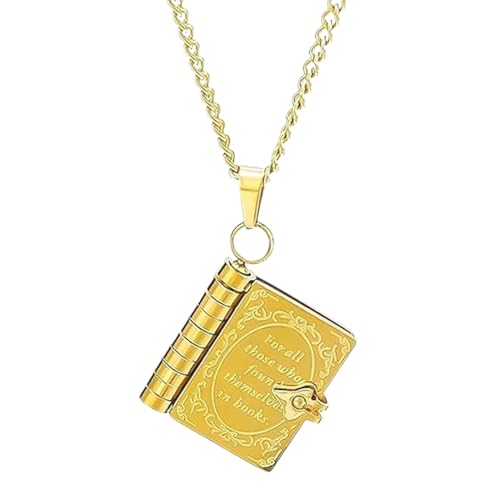 VNDUIFH 18K Vintage-Halskette mit Buchanhänger, Buchketten für Damen, Buchanhänger-Halskette mit Herz und Schmetterling (1pcs-1) von VNDUIFH