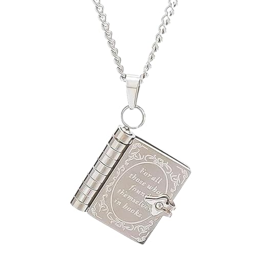 VNDUIFH 18K Vintage-Halskette mit Buchanhänger, Buchketten für Damen, Buchanhänger-Halskette mit Herz und Schmetterling (1pcs-2) von VNDUIFH