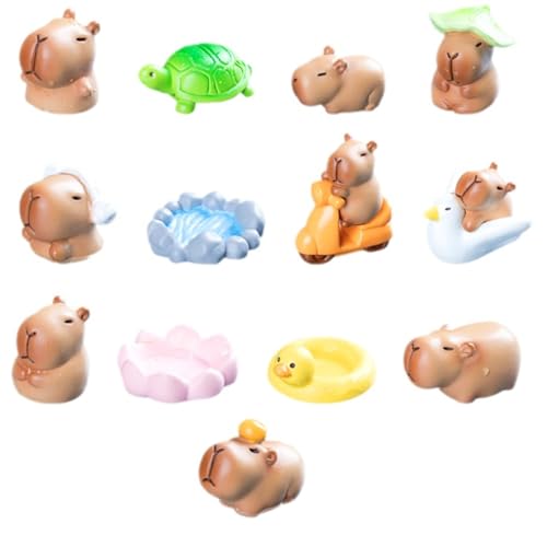 VNHATY 13 Stück Mini-Capybara aus Kunstharz Mini-Capybara-Modell Capybara-Modell-Kuchendekoration süße Capybara-Kuchendekoration geeignet für Bonsai Miniaturlandschaft Schreibtisch und Puppenhaus von VNHATY