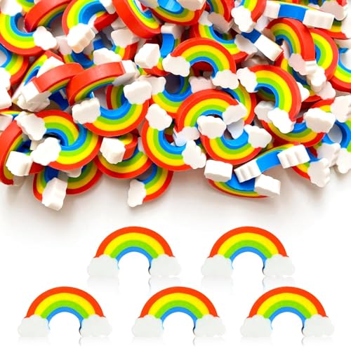 36 Stück Regenbogen-Radiergummi, niedliche Radiergummis für Kinder, niedliche Wolken, Regenbogenbrücke, Radiergummi-Set, Mini-farbige Wolken, kleine Radiergummis für Kinder, Spiele, Preise von VNIDJGB