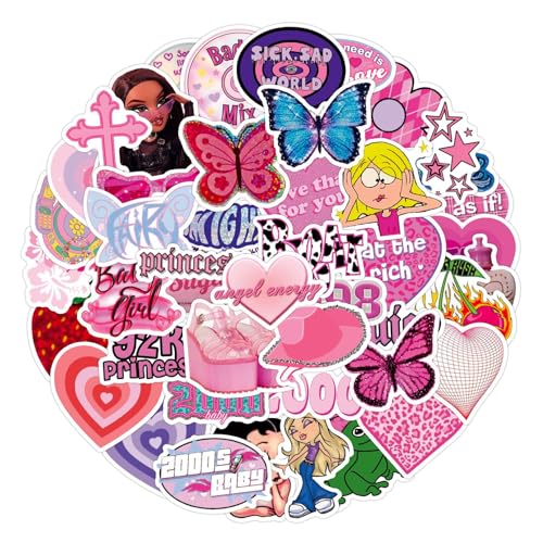 60 Stück Y2k Aufkleber, niedliche mädchenhafte ästhetische Aufkleber, rosa Girly-Aufkleber, für Scrapbook Laptop, Computer, Handys, Gepäck, Skateboard, Wasserflaschen für Erwachsene, Kinder und 60 Stück Y2k Aufkleber, niedliche mädchenhafte ästhetische Aufkleber, rosa Girly-Aufkleber, für Scrapbook Laptop, Computer, Handys, Gepäck, Skateboard, Wasserflaschen für Erwachsene, Kinder und von VNIDJGB
