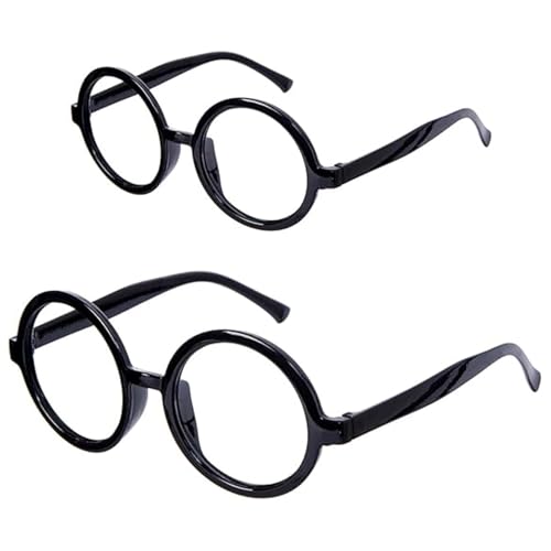 Runde Brille, schwarzer runder Brillenrahmen, Kunststoff-Kostüm, Retro-Zauberer-Brille mit klaren Gläsern, für Kinder, Erwachsene, Cosplay, Kostüme, Requisiten, Party, magisches Thema, Kleider Runde Brille, schwarzer runder Brillenrahmen, Kunststoff-Kostüm, Retro-Zauberer-Brille mit klaren Gläsern, für Kinder, Erwachsene, Cosplay, Kostüme, Requisiten, Party, magisches Thema, Kleider von VNIDJGB