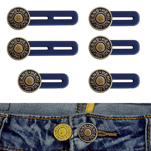 Taillenverlängerung für Hosen, 2,5 - 4,6 cm, verstellbare Hosen-Taillenverlängerung, starke Knopfverlängerung für Jeans, kein Nähen, elastische Kragenverlängerung für Jeans, Röcke, Hosen, 6 Stück Taillenverlängerung für Hosen, 2,5 - 4,6 cm, verstellbare Hosen-Taillenverlängerung, starke Knopfverlängerung für Jeans, kein Nähen, elastische Kragenverlängerung für Jeans, Röcke, Hosen, 6 Stück von VNIDJGB