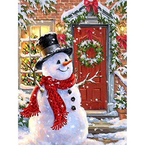 VNLMKS 5D Diamant Malerei Kits, DIY Diamond Painting Vollbohrer Crystal Strass Stickerei Schneemann mit roter Tür Runde Bohrer Erwachsene Kinder für Büro Wand Haus Dekoration 30x40cm VNLMKS 5D Diamant Malerei Kits, DIY Diamond Painting Vollbohrer Crystal Strass Stickerei Schneemann mit roter Tür Runde Bohrer Erwachsene Kinder für Büro Wand Haus Dekoration 30x40cm von VNLMKS