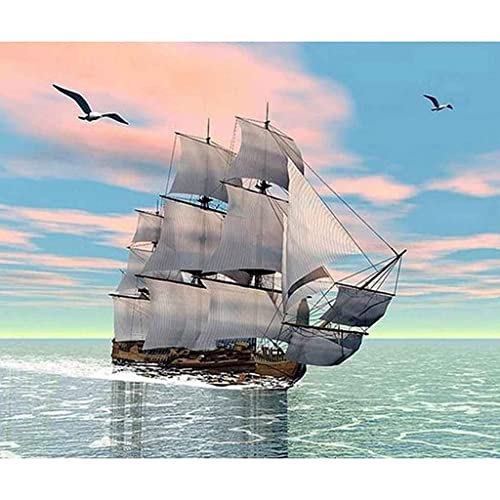 VNLMKS 5D Diamant Malerei Kits, DIY Diamond Painting Vollbohrer Crystal Strass Stickerei Segelschiff auf See Runde Bohrer Erwachsene Kinder für Büro Wand Haus Dekoration 30x40cm VNLMKS 5D Diamant Malerei Kits, DIY Diamond Painting Vollbohrer Crystal Strass Stickerei Segelschiff auf See Runde Bohrer Erwachsene Kinder für Büro Wand Haus Dekoration 30x40cm von VNLMKS