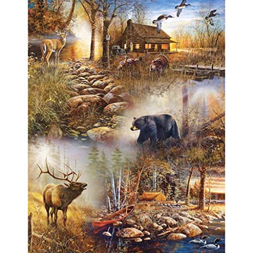 VNLMKS 5D Diamond Painting Erwachsene Kits DIY Diamant Malerei Set Komplette Strassstein Stickerei Crystal Strass Malerei Waldtier Elch für Haus, Wand, Eingang Dekorationen 30x30cm von VNLMKS
