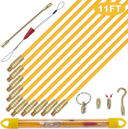 VOANZO 10 STÜCKE Kabelstangen Elektrische Stangen mit Haken und Loch-Kit Fiberglas Elektrisch anschließbares Fischband-Zug-Kit - Drahtdurchmesser 4 mm Länge 330 mm von VOANZO