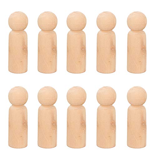 VOANZO 10 Stücke 63mm Unfinished Mädchen Holz Puppe Körper Engel Puppe Körper Peg, Holzpuppe Menschen für Kinder Kunst und Kreative DIY Handwerk (10-Jungen) von VOANZO