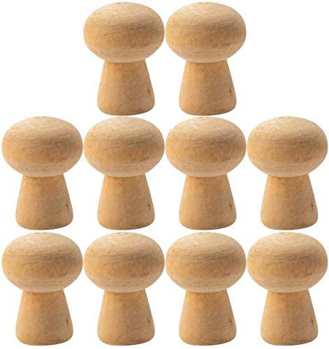 VOANZO 10pcs Holzpilzkopf Kleine Holzskulptur DIY Malerei Holzverzierung Handwerk Weihnachtsfest Dekoration von VOANZO