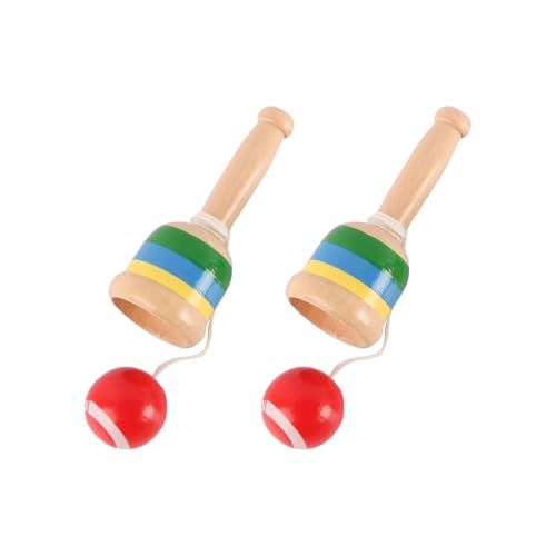 VOANZO 2 Stück Ballfänger aus Holz, Geschicklichkeitsbecher, Hand-Auge-Koordination, traditionelles Spiel, Mini-Cup-Ballspiel, Werfen und Fangen, Aktivitätsset für Spaß im Freien und drinnen von VOANZO