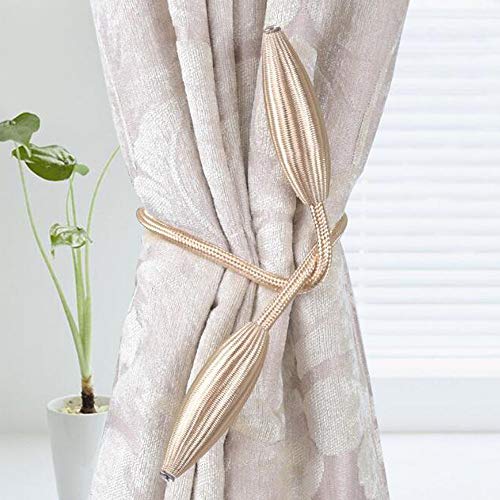 VOANZO 4 Stücke Vorhang Schnalle Metall Einfache Vorhang Strap Home Office Dekoration Europäischen Wild Vielseitig Stanzen Installation Vorhang Krawatte Seil (beige) von VOANZO
