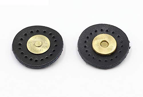 VOANZO 5 Sets Rundes Echtes Leder Magnetische Schnappverschlüsse Nähen für DIY Handtasche Ersatztasche Zubehör (Schwarz) von VOANZO