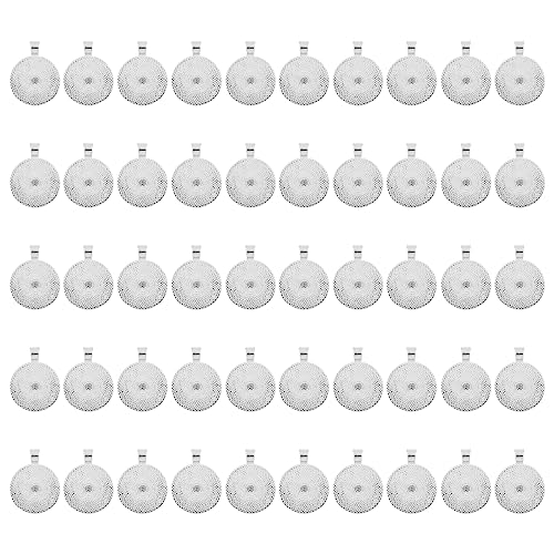 VOANZO 50 Stück Anhänger-Tabletts, runde Lünette, Anhänger-Tabletts für die Schmuckherstellung, 25 cm, Antioxidations-Silber, blanko, Anhänger für Bastelarbeiten (Silber) von VOANZO