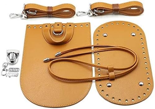 VOANZO 7pcs Set PU Teile für DIY Schulter Bucket Bag Handtasche Zubehör Nähen - Schwarz, Multi Größen (Dunkelgelb) von VOANZO