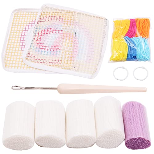 VOANZO Knüpfhaken Kit Regenbogen Teppich Nähset Knüpfhaken Bastelsets DIY Schlafzimmer Heimdekoration Geschenk für Mädchen Anfänger von VOANZO