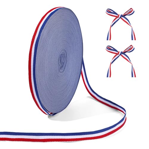 VOBOBE Rot-weiß-blaues Band, 45,7 m, 0,95 cm breit, einseitig, 4. Juli, Band für Geschenkverpackungen, Schleife, Unabhängigkeitstag VOBOBE Rot-weiß-blaues Band, 45,7 m, 0,95 cm breit, einseitig, 4. Juli, Band für Geschenkverpackungen, Schleife, Unabhängigkeitstag von VOBOBE
