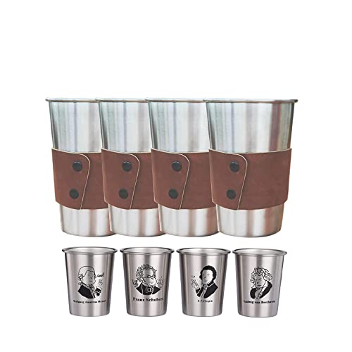 4 Packungen 500ML Edelstahl Tasse personalisierte Tumbler mit Ledertasche für Lasergravur 4 Packungen 500ML Edelstahl Tasse personalisierte Tumbler mit Ledertasche für Lasergravur von VOBOR