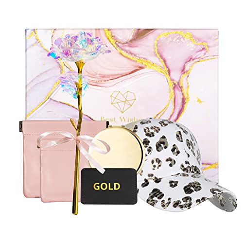 VOBOR Frauen Geburtstagsgeschenk Set Make-up Spiegel + Leopard Druck Hut + Aufbewahrungstasche + Rose VOBOR Frauen Geburtstagsgeschenk Set Make-up Spiegel + Leopard Druck Hut + Aufbewahrungstasche + Rose von VOBOR