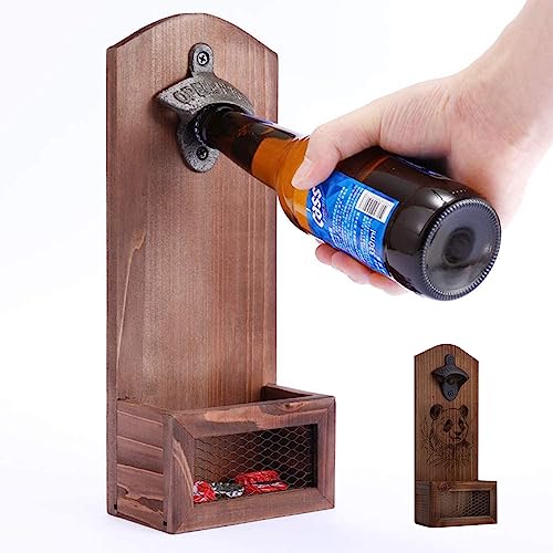 Vintage Holz Flaschenöffner Wand Flaschenöffner mit Kappe Catcher für Lasergravur Vintage Holz Flaschenöffner Wand Flaschenöffner mit Kappe Catcher für Lasergravur von VOBOR