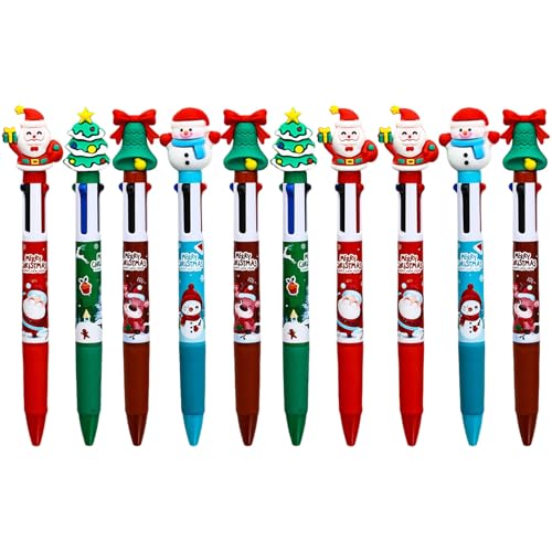 VOCUE 10 x mehrfarbige Weihnachts-Kugelschreiber für Studenten und Erwachsene, 4 Farb-in-1-Kugelschreiber, einziehbarer Kugelschreiber, Strumpffüller VOCUE 10 x mehrfarbige Weihnachts-Kugelschreiber für Studenten und Erwachsene, 4 Farb-in-1-Kugelschreiber, einziehbarer Kugelschreiber, Strumpffüller von VOCUE