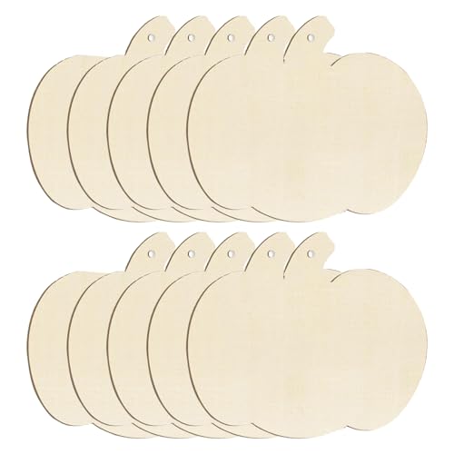 VOCUE Set mit 10 unlackierten Holz-Kürbis-Ausschnitten, bemalbare Plaketten für Halloween, Erntedankfest, Dekoration, Partyzubehör von VOCUE