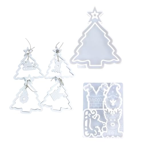 VOCUE Silikonformen für Weihnachtsbaum-Anhänger, Epoxidharz, Gießformen, Bastelformen, Silikon-Schlüsselanhänger-Formen, 2 Stück von VOCUE