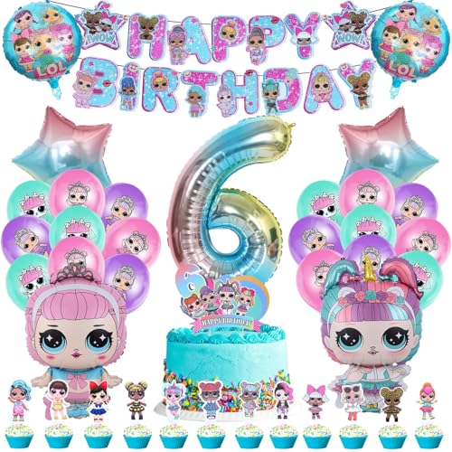 51 Pcs Lol Luftballons, Geburtstag Deko Set 6 Jahre, Helium Ballon, Deko Torte, Surprise Banner Happy Birthday, Ballon Mädchen Set 51 Pcs Lol Luftballons, Geburtstag Deko Set 6 Jahre, Helium Ballon, Deko Torte, Surprise Banner Happy Birthday, Ballon Mädchen Set von VOENCSU