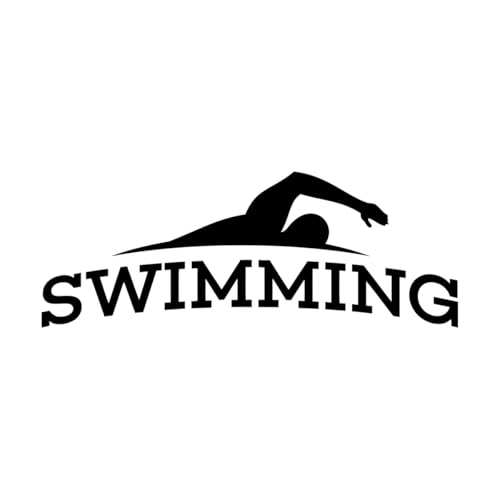 Designer-Kunstaufkleber Schwimmbad Wort Schwimmer Schwimmen Teen 28x74.7cm Mehrere Größen Schwarz von VOETOY