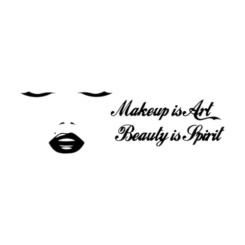 Schriftaufkleber Beauty Salon Zitat Make-up Sexappeal Frau Lippen geschlossene Augen 25x81.7cm Kunstdekoration Schwarz von VOETOY