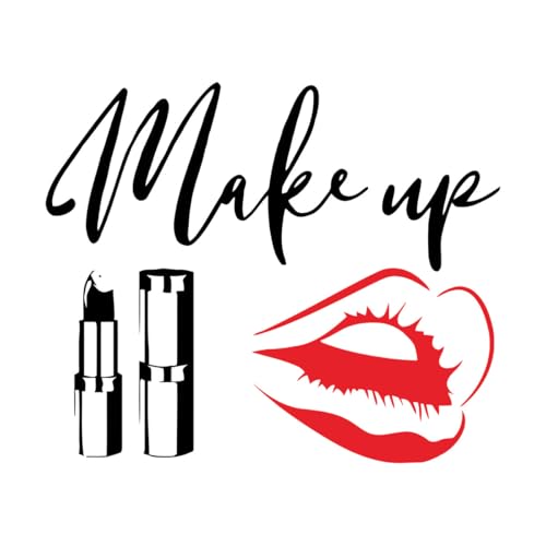 Schriftaufkleber Schönheitssalon Make-up Schöne Frau Lippenstift 34x40.5cm Mit Transferfolien-Set Schwarz von VOETOY