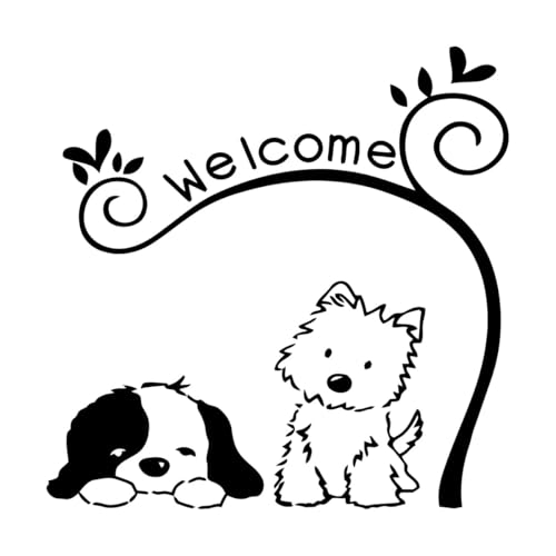 Schriftaufkleber Tierhandlung, Willkommensschild, Mit, Niedlich, Katzen, Und, Hunde, Willkommen, Text 36x36cm Mehrere Größen Schwarz von VOETOY