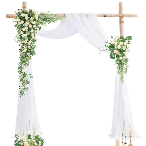Querbehang Dekostoff - 160x600cm Transparenter Chiffon Stoff für Hochzeit, Voile Vorhang für Wohnzimmer, Bühnendekoration - Tüllstoff Meterware in elegantem Design Querbehang Dekostoff - 160x600cm Transparenter Chiffon Stoff für Hochzeit, Voile Vorhang für Wohnzimmer, Bühnendekoration - Tüllstoff Meterware in elegantem Design von VOGGV