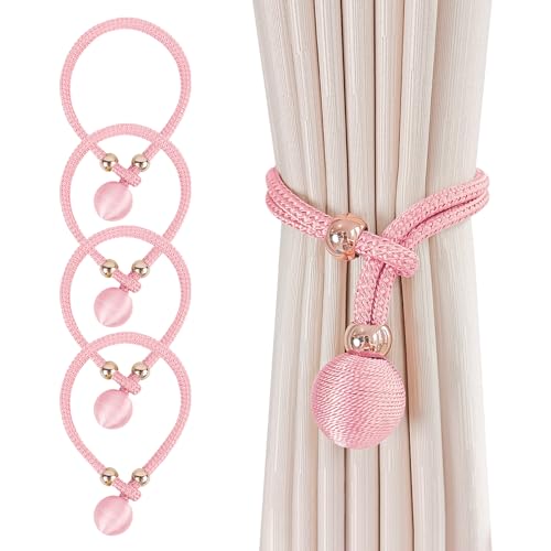 Vorhang Raffhalter - Baumwollvorhänge mit Seilrahmen sind perfekt für Gardinenrahmen! Ausgestattet mit einem Zugrahmen. Die Vorhangwandhalterung Wand und Vorhang Krawatte bieten Stil (Pink) von VOGGV