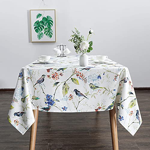 VOGOL Rechteckige Tischdecke (132,1 x 177,8 cm), flecken- und knitterresistent, waschbar, Leinentischdecke, Blumen- und Voruck, dekorative Tischplatte für Esstisch, Buffet-Partys und Camping von VOGOL