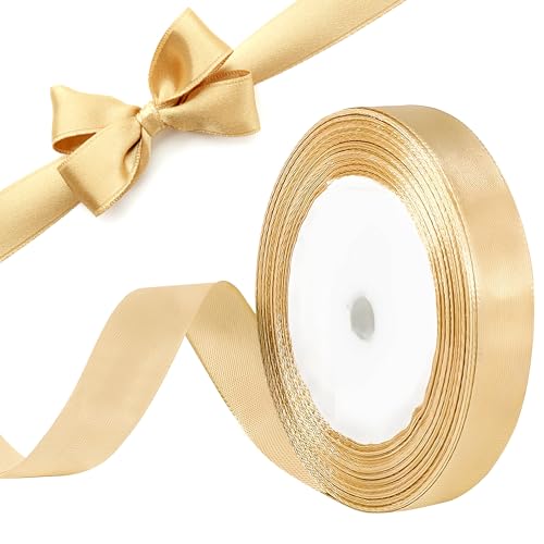 Goldband, 22m Geschenkband 10mm Band Satinbänder für Geschenkverpackung Stoffbänder zum Basteln für Weihnachten Geburtstag Hochzeit Party Dekoration Geschenkverpackung von VOGVOR