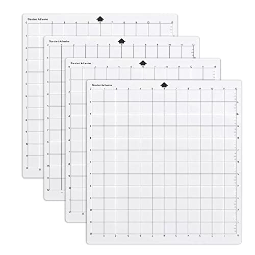 12x12 Zoll Schneidematte für Silhouette Cameo 4/3/2/1, 4er Pack Selbstklebende Schneidematten Transparent Standardgrip Cutting Mat Vielzahl Klebend Rutschfeste Schneidmatte Set von VOHESEA