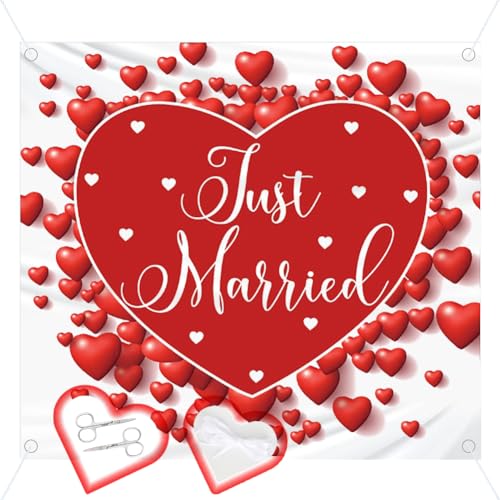 Hochzeitsherz zum Ausschneiden 200x180cm Just Married Hochzeitslaken mit 2 Scheren & 6m Seil, Bettlaken mit Herz Hochzeit Standesamt Überraschung Hochzeitsdekorationen Hochzeitsspiel für das Brautpaar Hochzeitsherz zum Ausschneiden 200x180cm Just Married Hochzeitslaken mit 2 Scheren & 6m Seil, Bettlaken mit Herz Hochzeit Standesamt Überraschung Hochzeitsdekorationen Hochzeitsspiel für das Brautpaar von VOHESEA