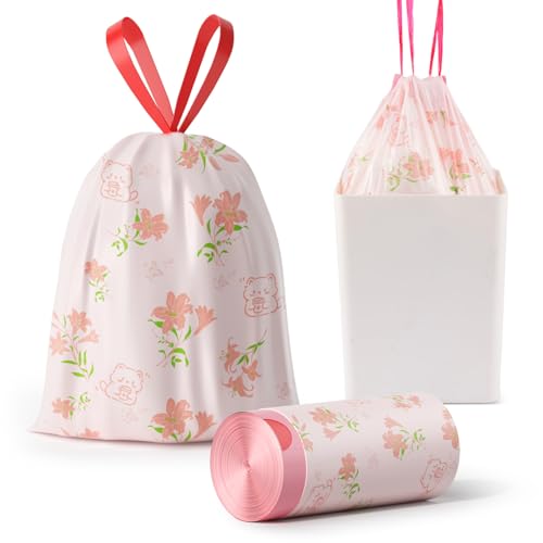 Müllbeutel, 1,2 l, mit Kordelzug, bunt und tragbar, kleine Müllbeutel mit Lilien-Druck, reißfeste Müllbeutel für Badezimmer, Büro, Mülleimer, 30 Stück, 1,5 Liter Müllbeutel, 1,2 l, mit Kordelzug, bunt und tragbar, kleine Müllbeutel mit Lilien-Druck, reißfeste Müllbeutel für Badezimmer, Büro, Mülleimer, 30 Stück, 1,5 Liter von VOK