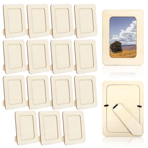 VOKOY 15 Stück Holz-Bilderrahmen zum Basteln, 10.2x15.2 cm, Fotos, stehende Postkarten-Bilderrahmen-Set, unfertiges DIY-Andenken-Set, dekorative Karten für Weihnachten, Hochzeit, Geburtstag VOKOY 15 Stück Holz-Bilderrahmen zum Basteln, 10.2x15.2 cm, Fotos, stehende Postkarten-Bilderrahmen-Set, unfertiges DIY-Andenken-Set, dekorative Karten für Weihnachten, Hochzeit, Geburtstag von VOKOY