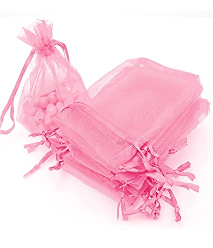 VOLLGUFEN 50 Stück Organzabeutel，Organzasäckchen，Schmuckbeutel，Organza-Geschenkbeutel，Schmuckbeutel，Hochzeitsbeutel，Lavendelbeutel, Hochzeitsgeschenke（Rosa） von VOLLGUFEN