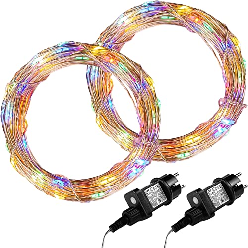 VOLTRONIC LED Lichterdraht, innen und außen, IP44, Größen- und Farbwahl, 2x 200 LEDs, bunt von VOLTRONIC